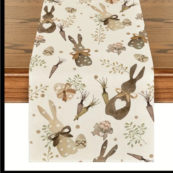 New, Botanical Easter bunny table runner dining table spring decor 13 X 72 - Picture 7 of 7